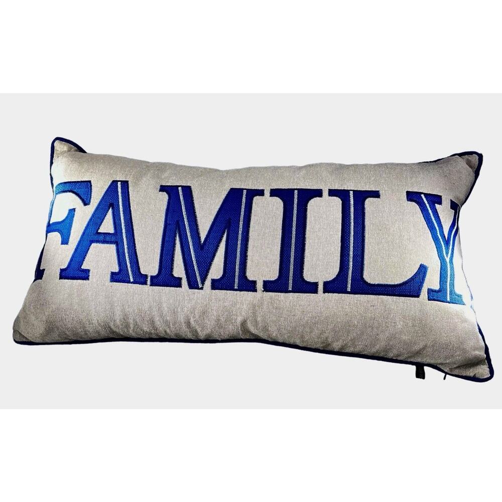 Rodeo Home Quote FAMILY Lumbar Embroidered Decorative Pillow 14x27"